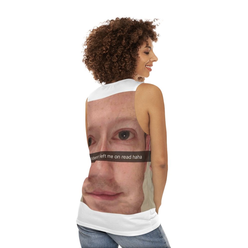 Mark Zuckerberg Snapchat Meme Unisex Tank Top - women back