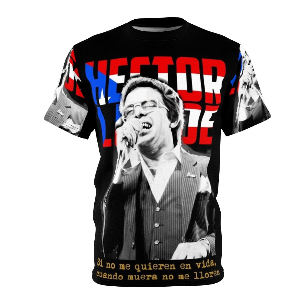 Vintage-style graphic t-shirt featuring the text 'Hector Lavoe All Star Power Latin Salsa' and classic Latin music icons