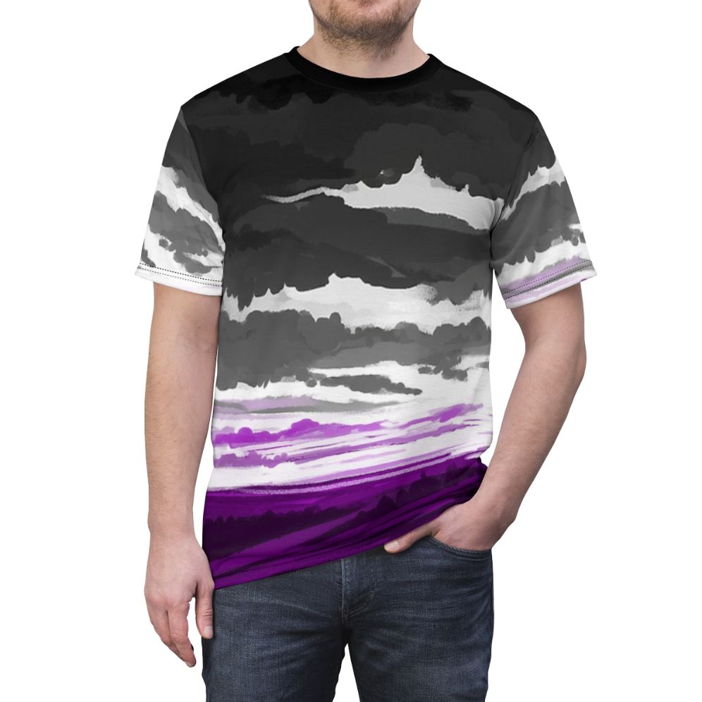 Asexual pride flag design printed on a high-quality t-shirt - men front