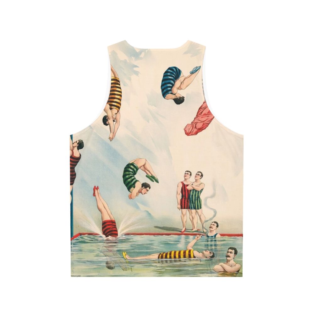 Vintage circus-inspired unisex tank top with colorful stripes - Back