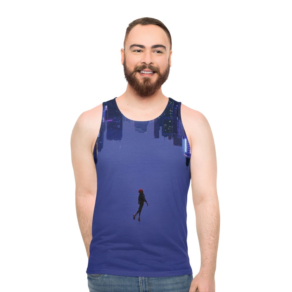 "Spiderman-inspired 'Not Falling But Rising' unisex tank top" - men