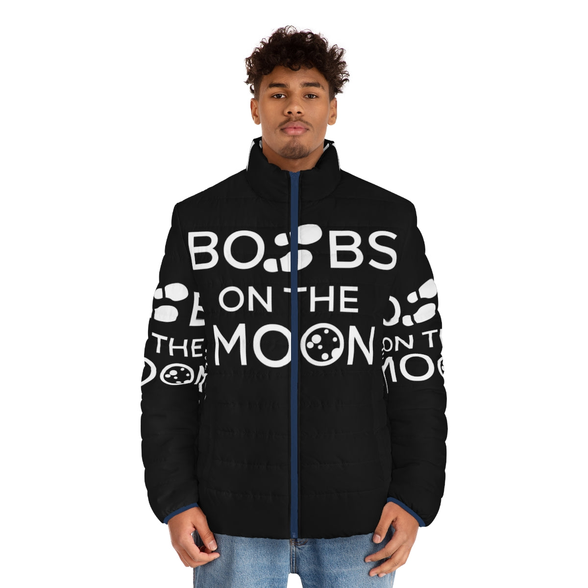 Space Force Boots On The Moon Puffer Jacket 2 - Minimalist space-themed puffer jacket - men front