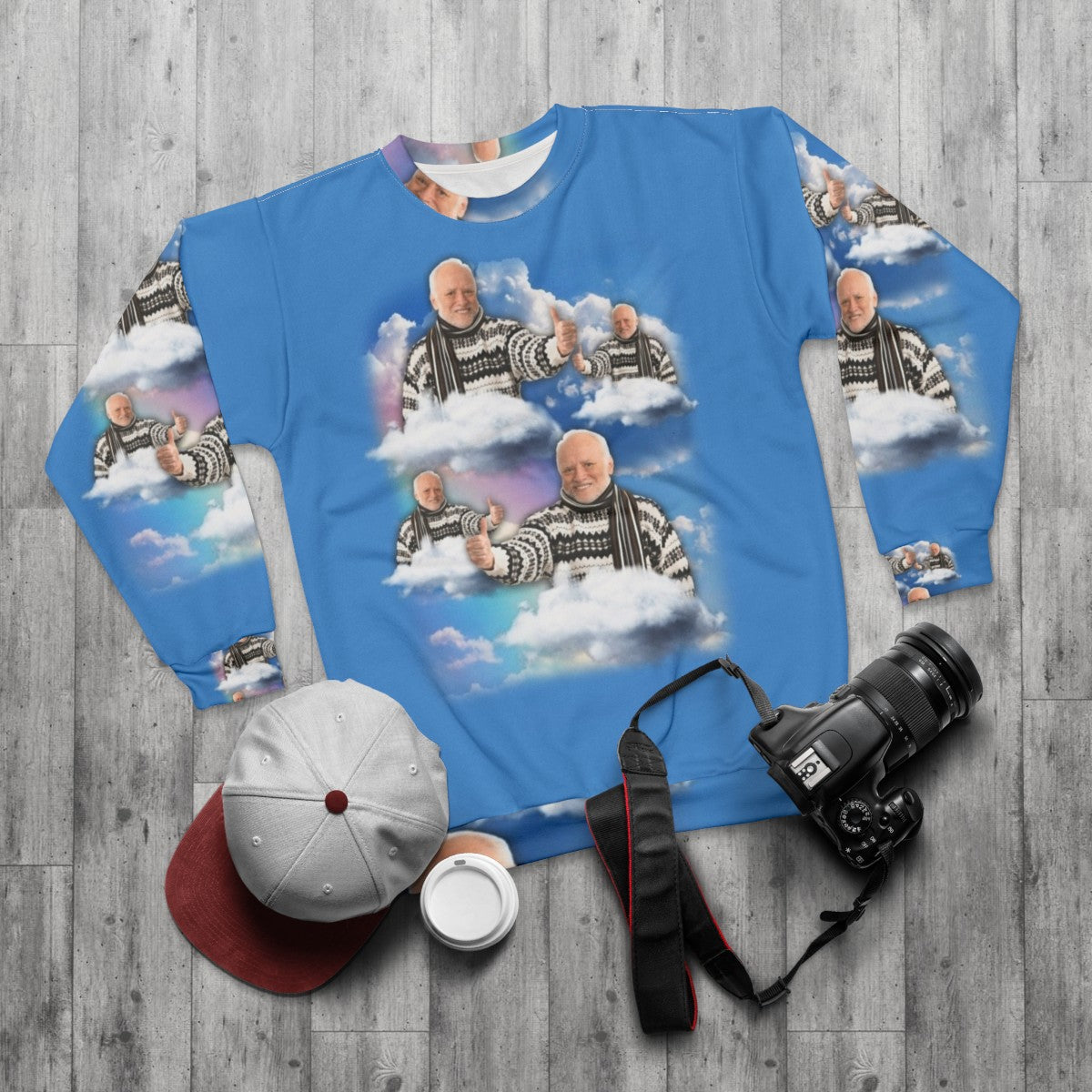 Hilarious Harold Meme Sweatshirt - flat lay