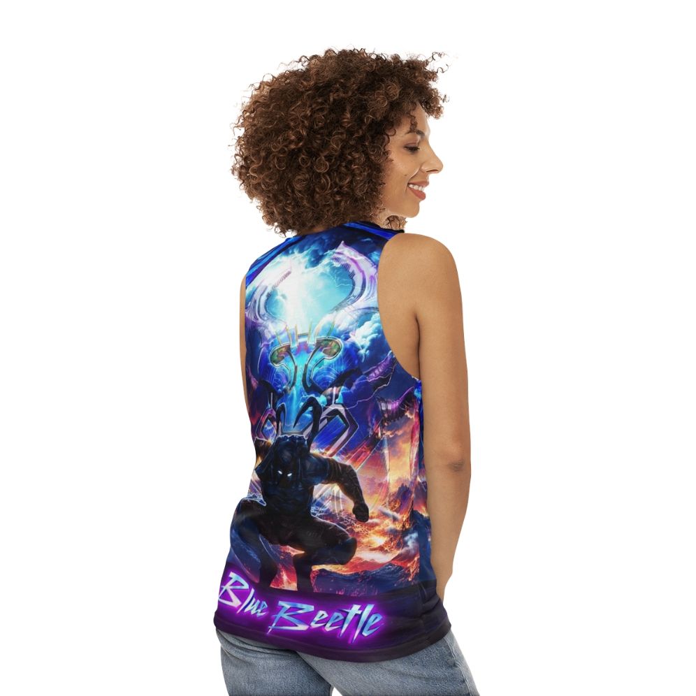 Blue Beetle Superhero Comic Book Unisex Tank Top - women back