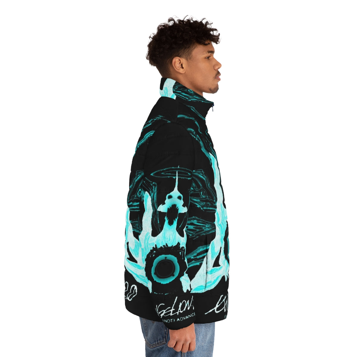 Evangelion 2.0 Eva Unit 01 Angel Logo Puffer Jacket - men side right