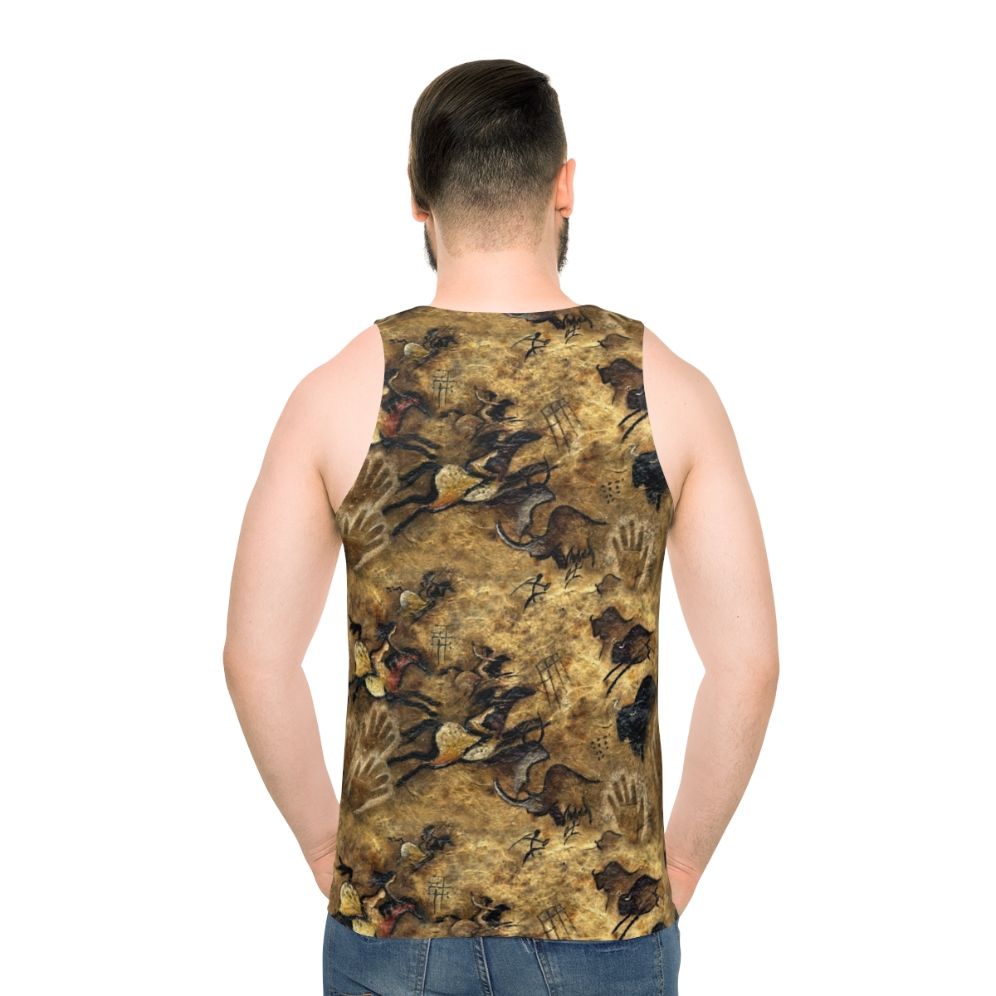 Prehistoric cave painting-inspired unisex tank top - men back