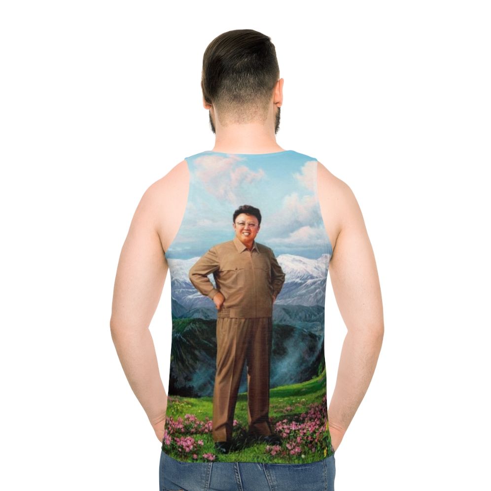 Supreme Leader Kim Jong Il Unisex Humor Tank Top - men back