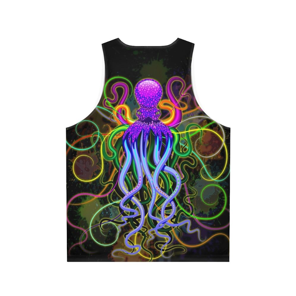 Colorful psychedelic octopus with luminescent tentacles - Back