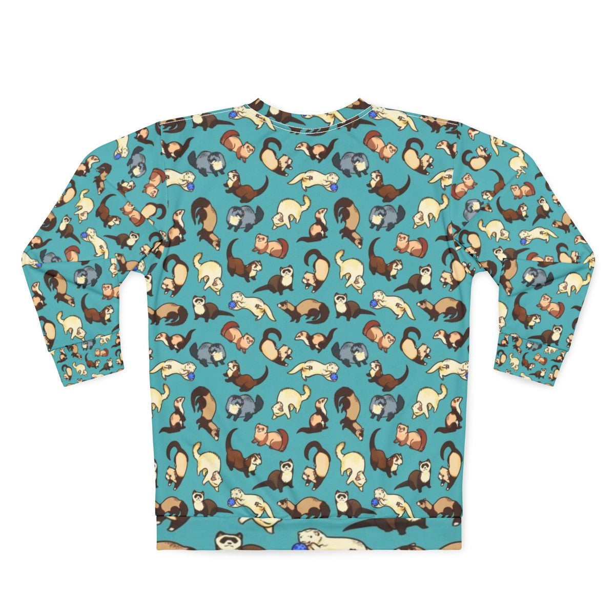 Blue cat snake sweatshirt with a cute ferret pattern design - Back