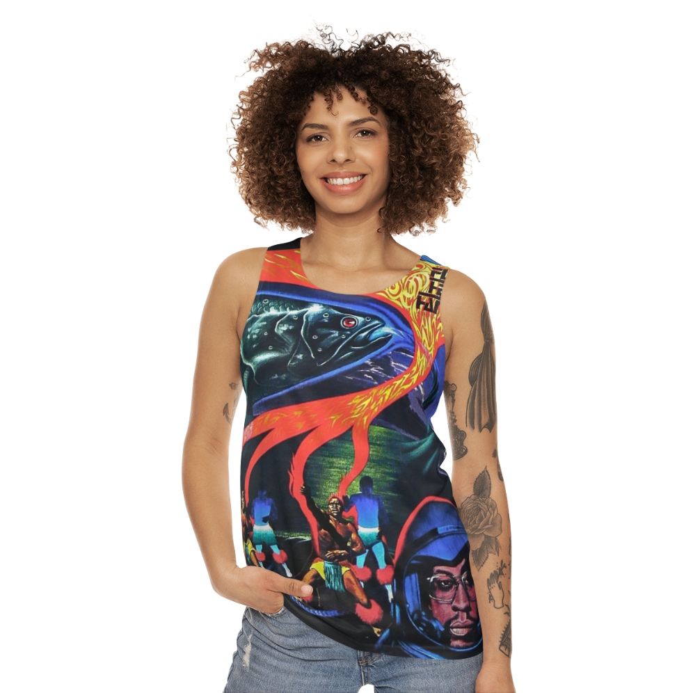 Unisex tank top with Flood album cover art - women