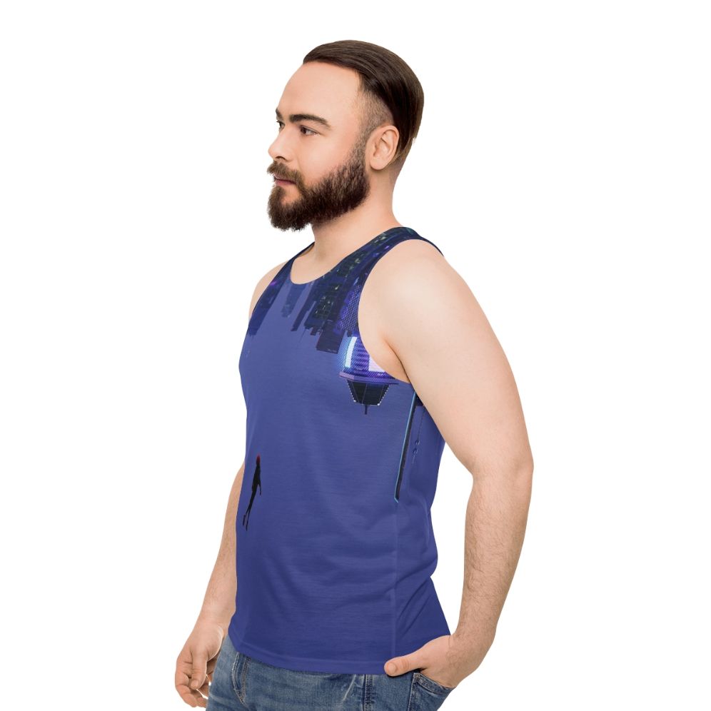 "Spiderman-inspired 'Not Falling But Rising' unisex tank top" - men side