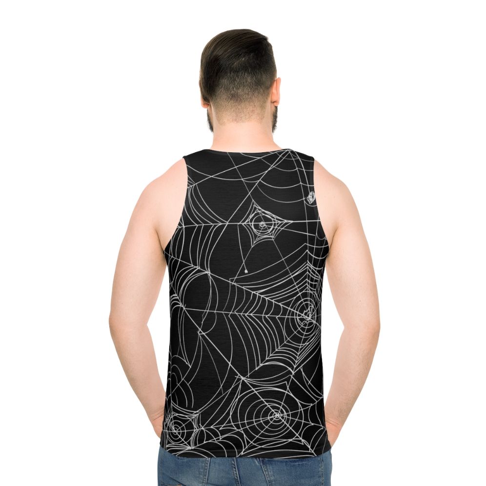 Spooky spider web unisex tank top - men back