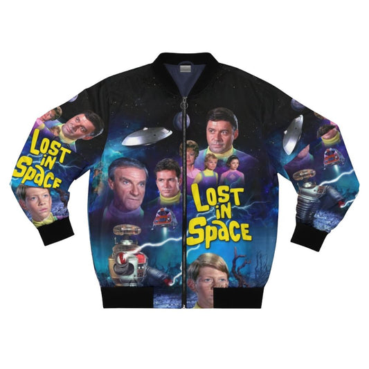 Lost in Space Season 3 space-themed bomber jacket with patch and embroidered design