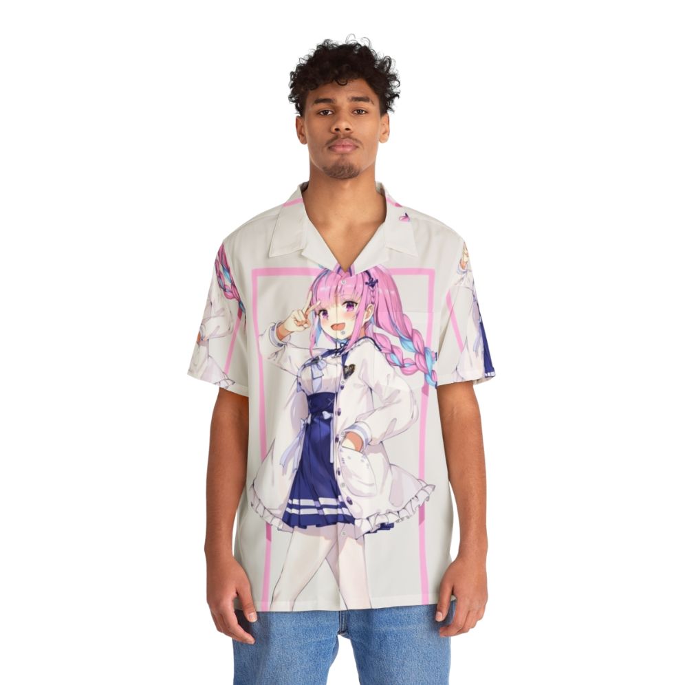 Minato Aqua Hololive VTuber Hawaiian Shirt - People Front