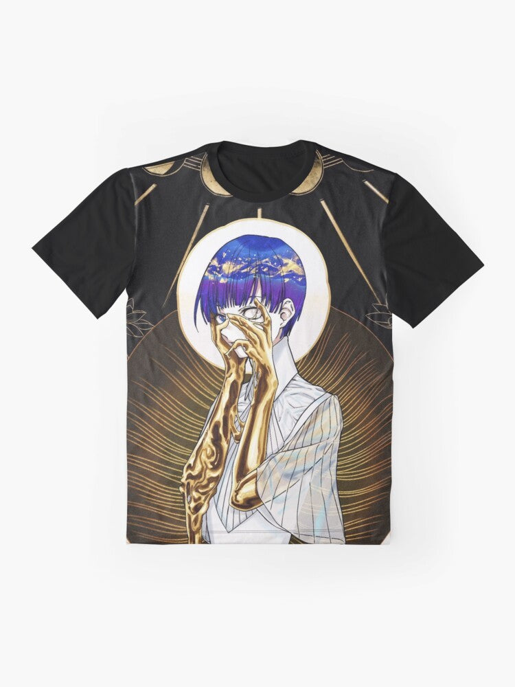 Phosphophyllite graphic t-shirt featuring the character from the anime Houseki no Kuni - Flat lay