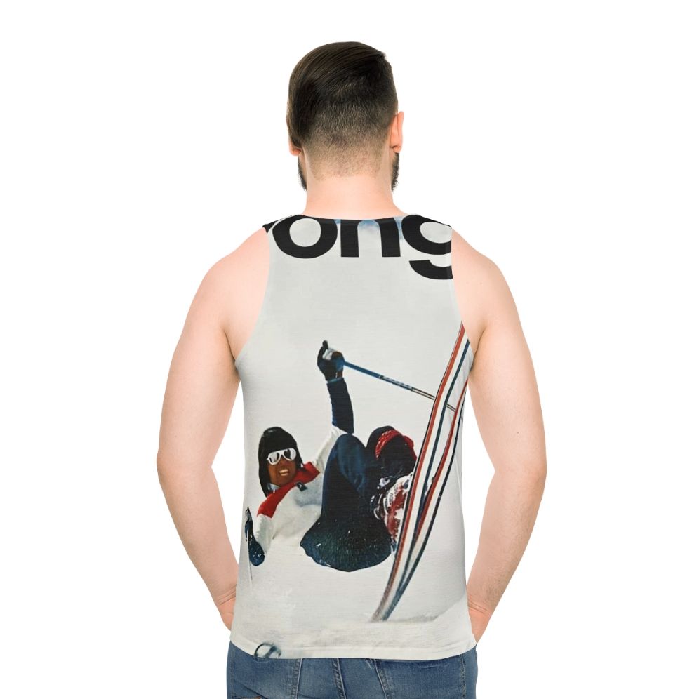 Unisex ski-themed tank top - men back