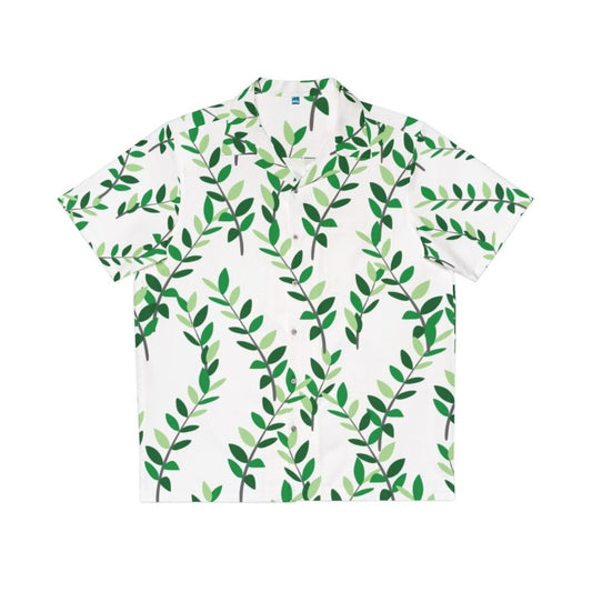 Zz plant leaves foliage pattern on a Hawaiian shirt