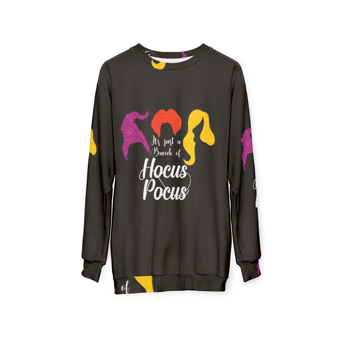 A cozy hocus pocus sweatshirt perfect for the spooky season - hanging