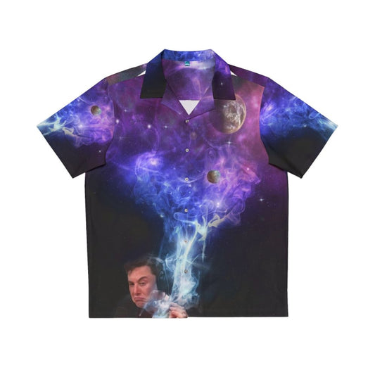 Elon Musk inspired Hawaiian shirt with a cosmic universe print design