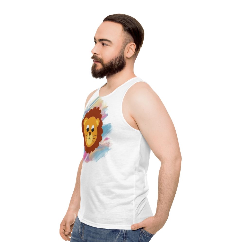 Unisex tank top featuring legendary fantasy creatures like dragons, unicorns, and falcons - men side