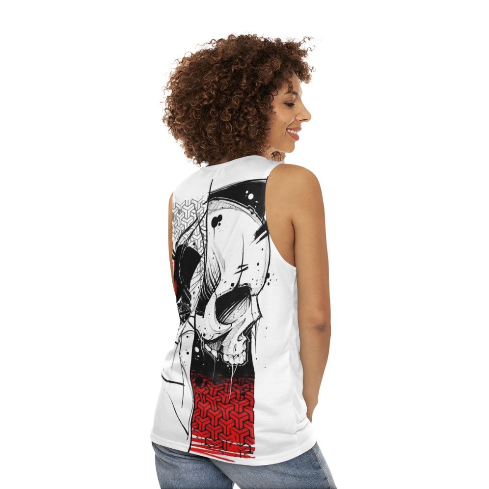 Cyberpunk urban gothic fashion unisex tank top - women back