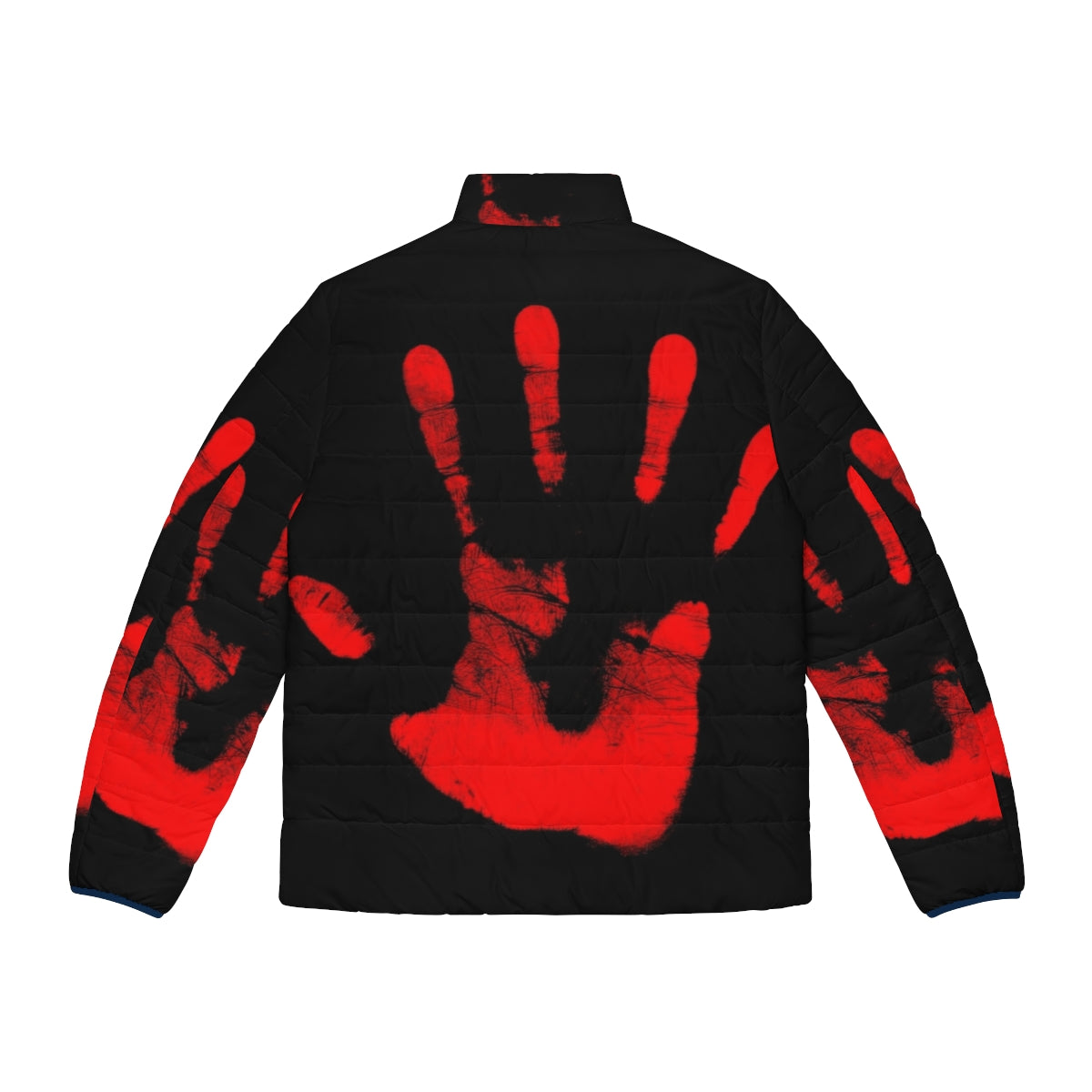 Red puffer jacket with "Red Right Hand" text, inspired by Nick Cave and The X-Files - Back