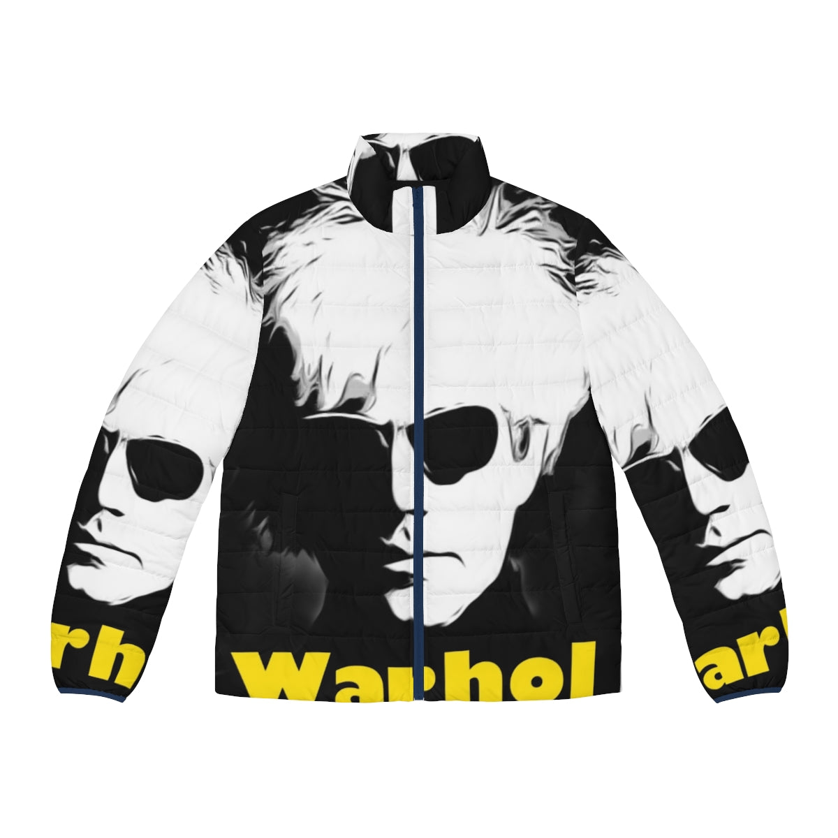 Andy Warhol inspired puffer jacket with pop art graphics