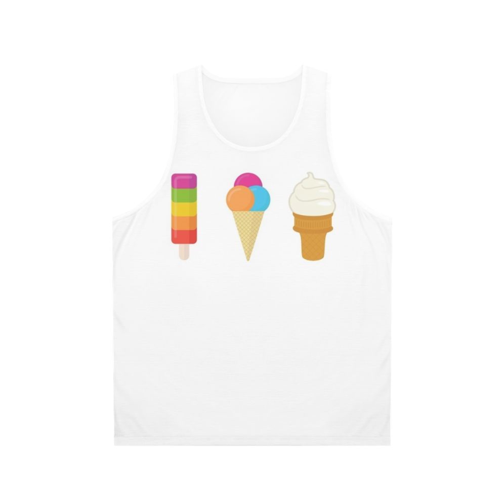 Vibrant ice cream graphic unisex tank top