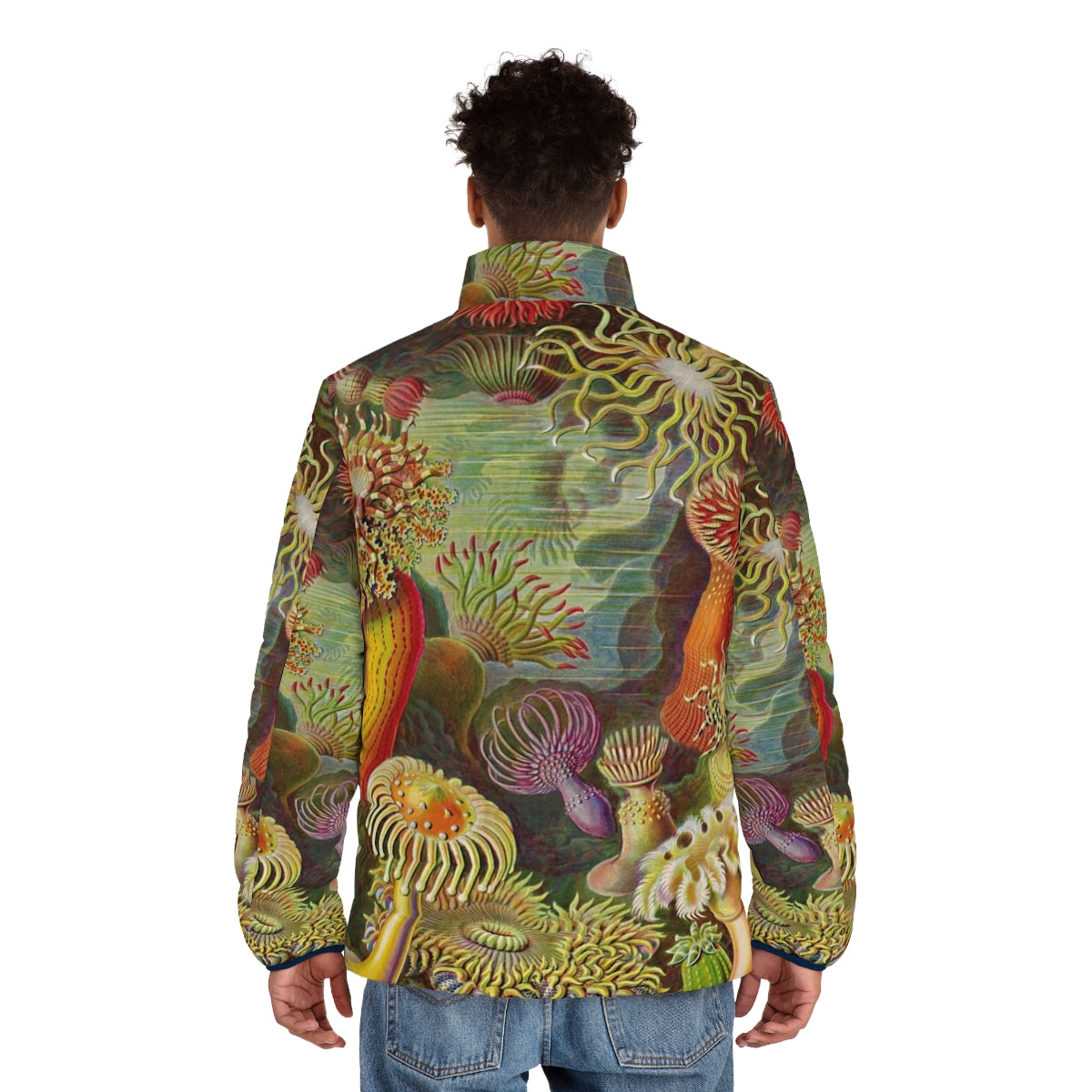 Ernst Haeckel inspired sea anemone puffer jacket - men back