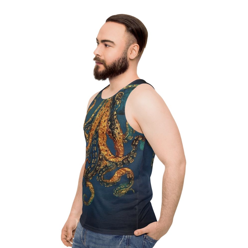 Underwater Dream Unisex Tank Top with Octopus Design - men side