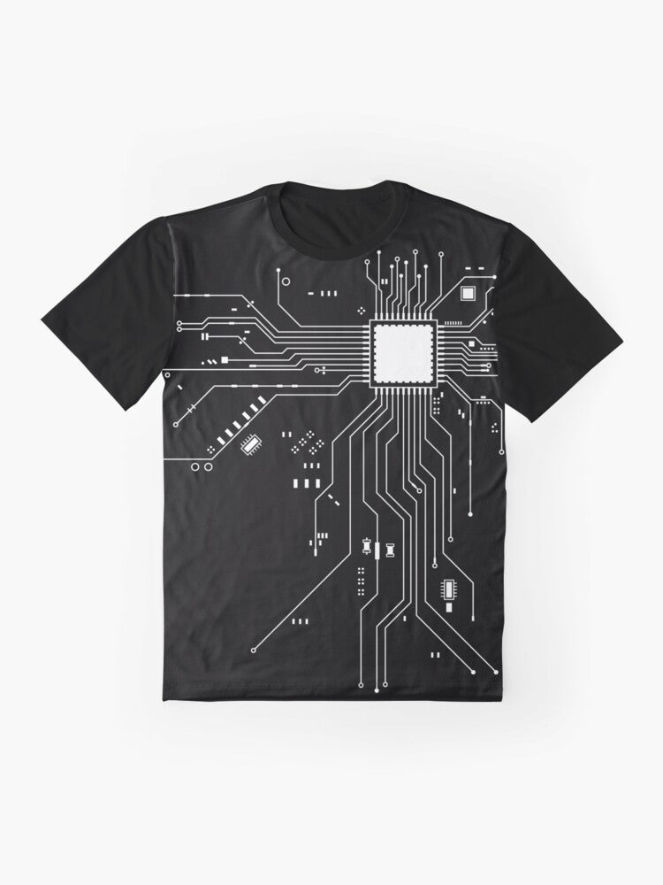 CPU Processor Circuit Diagram Graphic T-Shirt - Flat lay