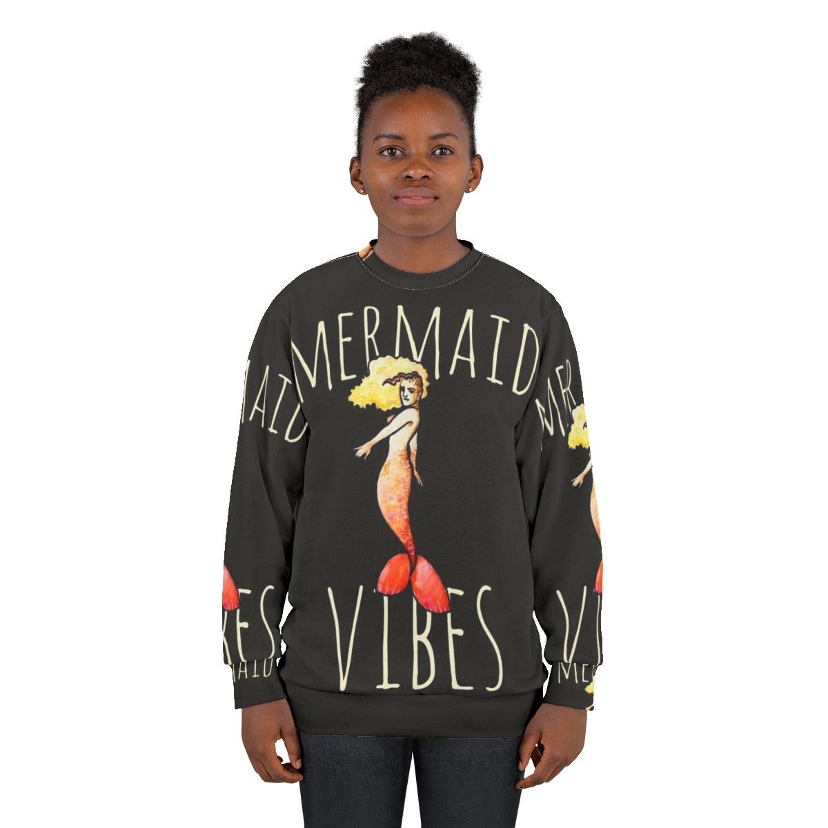 Mermaid-inspired sweatshirt with ocean-themed graphics - women