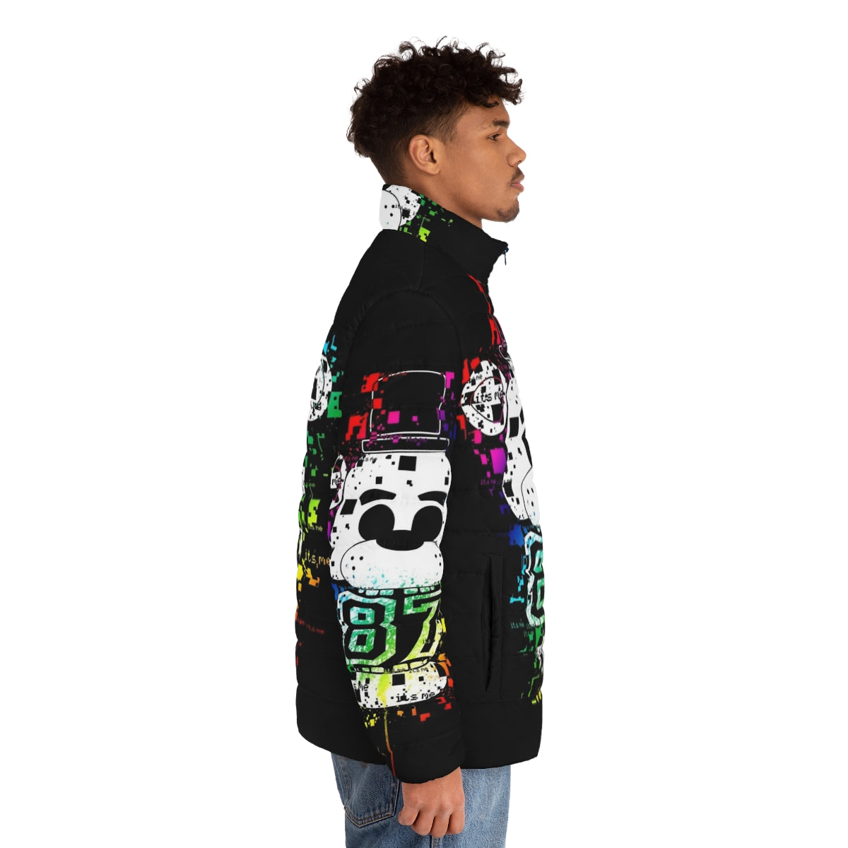 Five Nights at Freddy's Freddy Fazbear Puffer Jacket with iconic characters - men side right