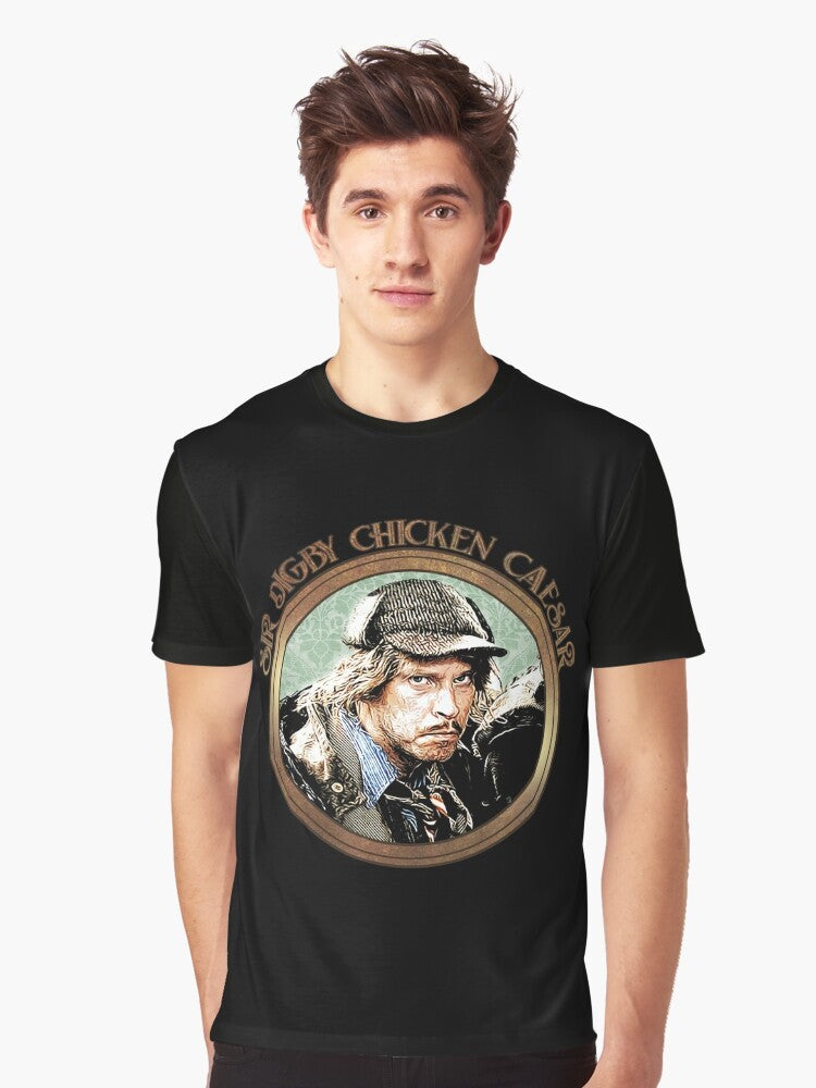 Graphic t-shirt featuring the iconic character Sir Digby Chicken Caesar from the British comedy series Mitchell and Webb - Men