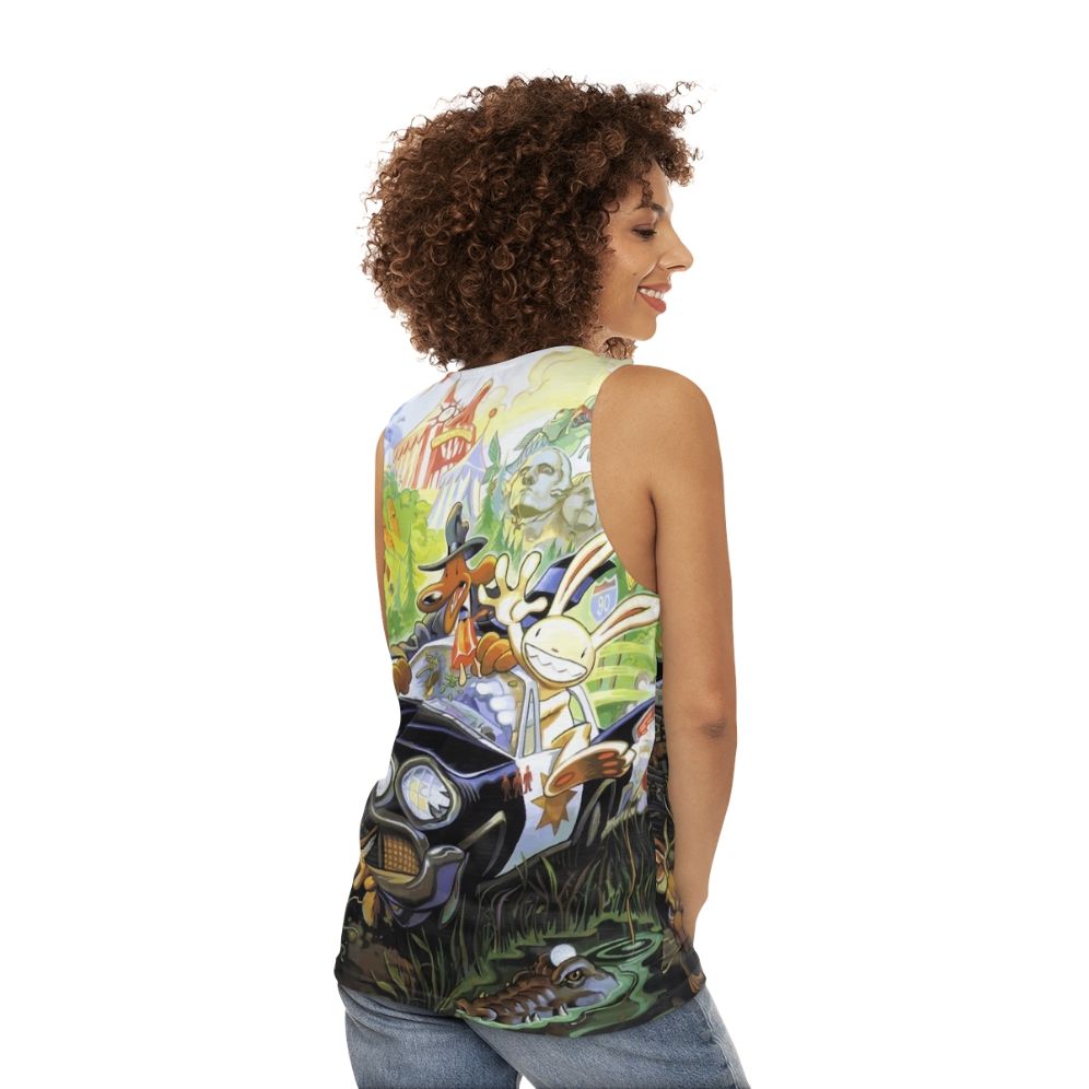 Retro gaming unisex hit the road tank top - women back