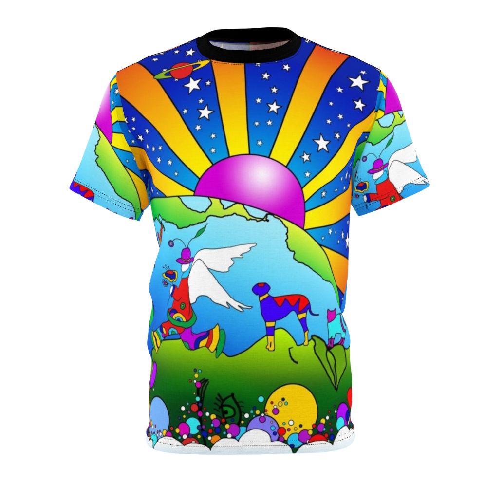 Cosmic pet psychedelic art design on a t-shirt