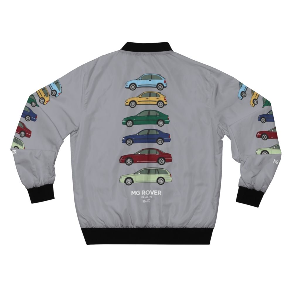 Classic Rover Cars Bomber Jacket with Retro Car Graphic Design - Back