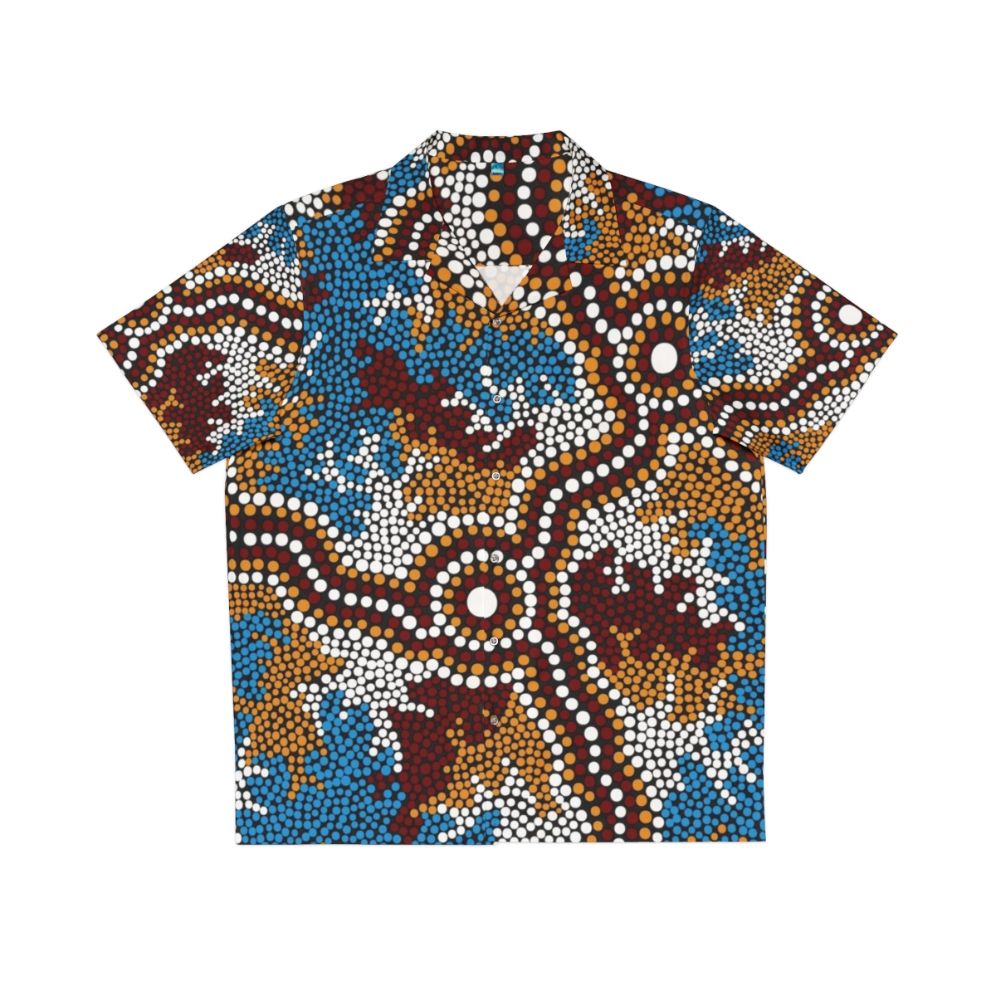 Authentic Aboriginal Art Wetland Dreaming Hawaiian Shirt