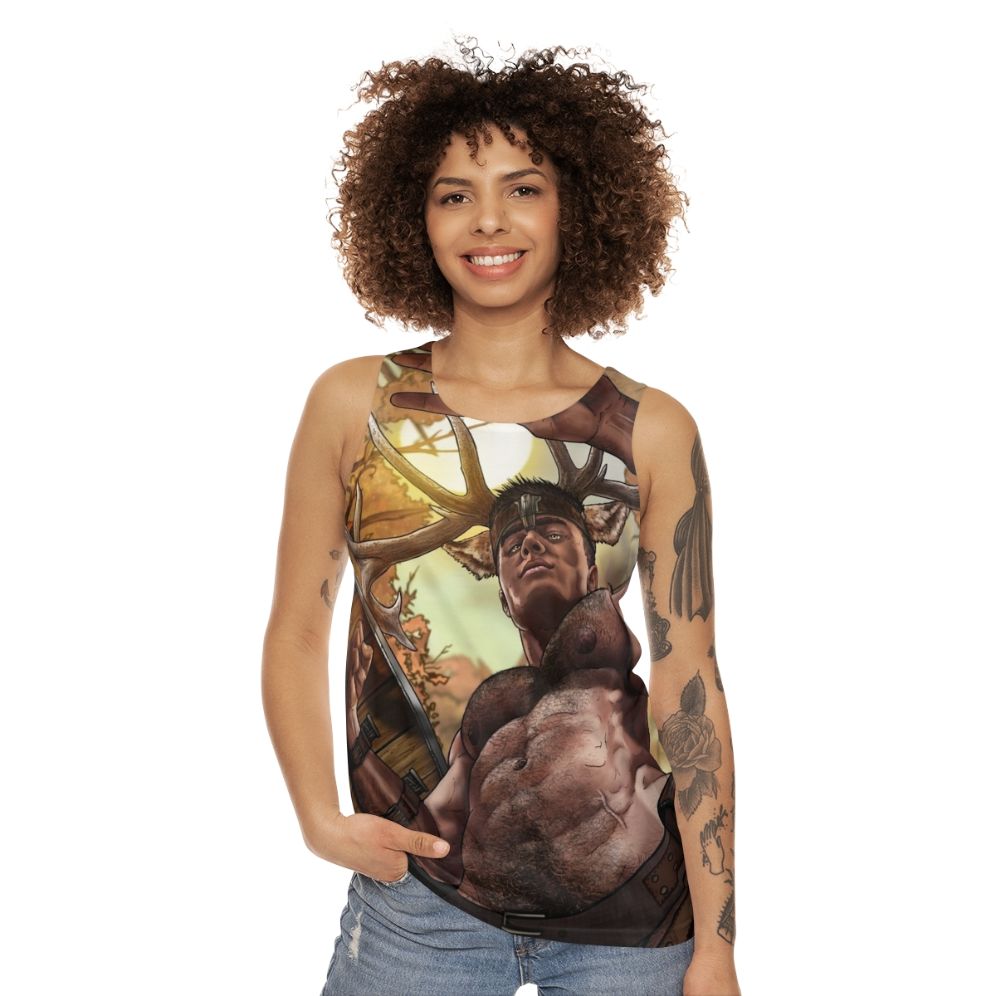 Unisex Shaman Tank Top with Fantasy Art Design - women