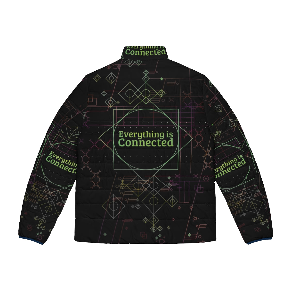 Dirk Gently Everything Is Connected Puffer Jacket - Back