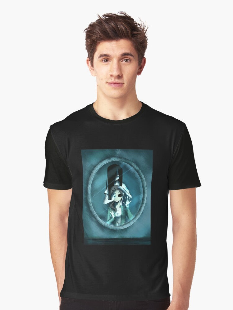 "The Ring 3 - Rebirth graphic t-shirt featuring horror elements and characters from the movie" - Men