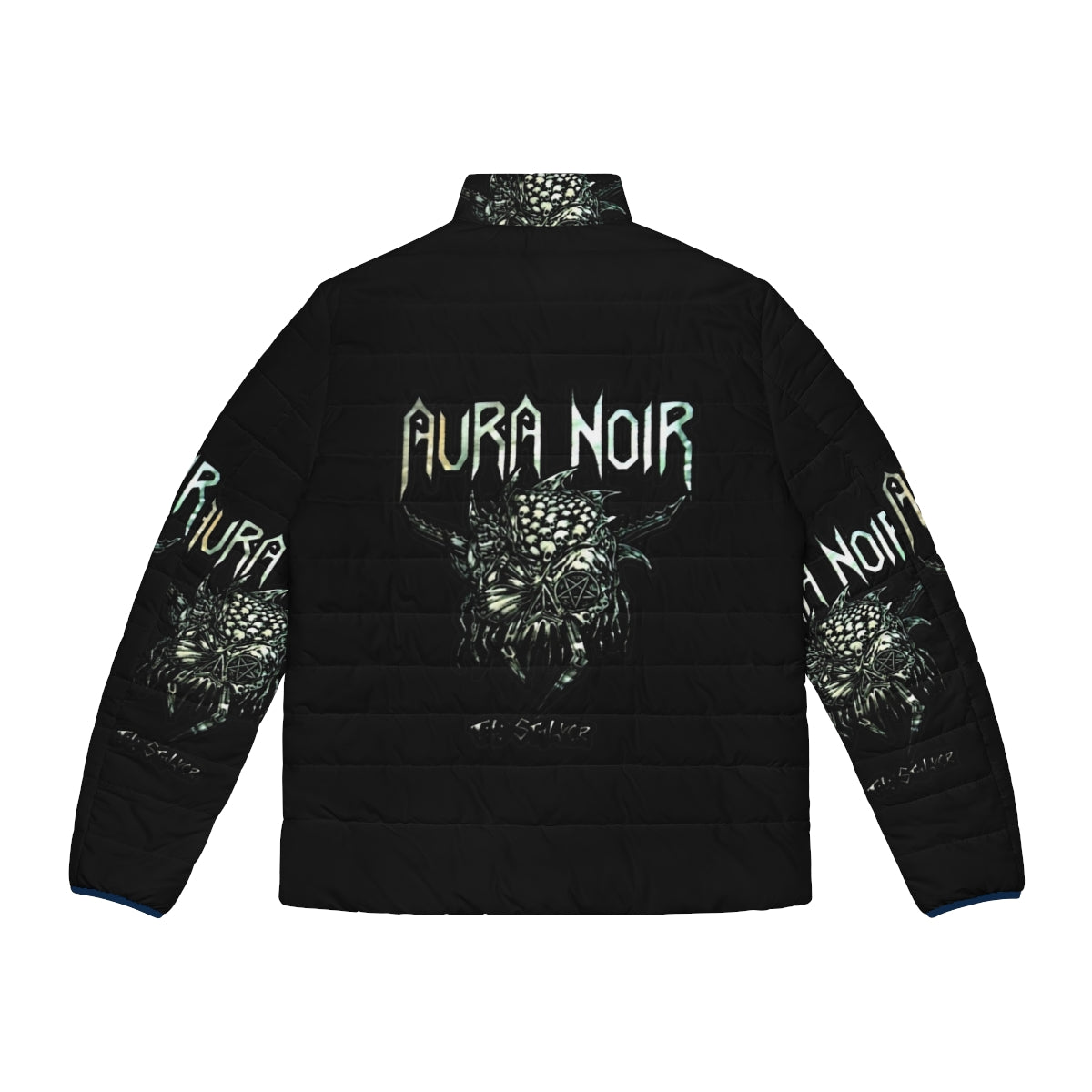 Norwegian black thrash metal band puffer jacket with band logo - Back