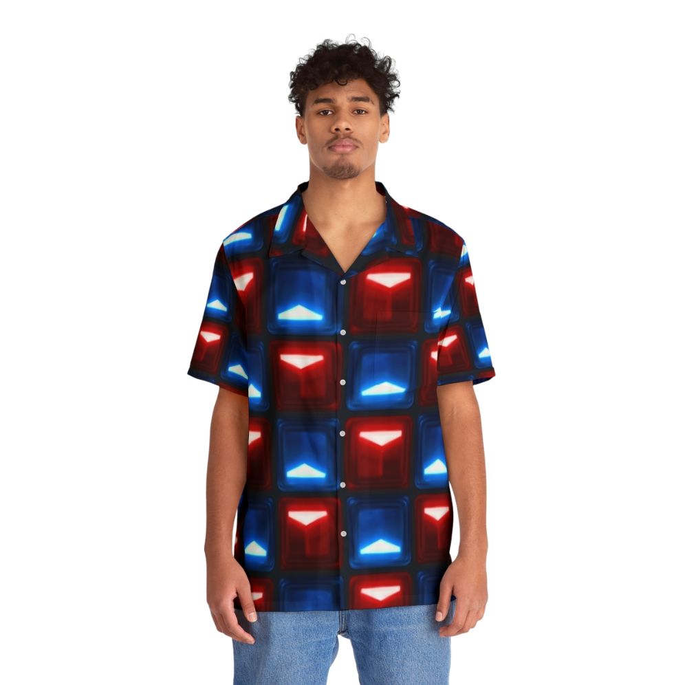 Beat Saber V2 Block Pattern Hawaiian Shirt - People Front