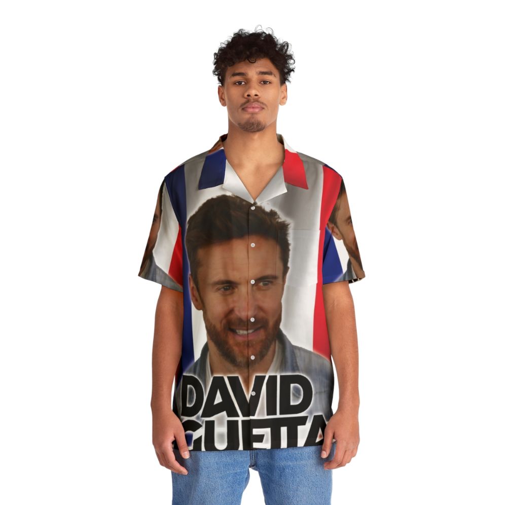 Vibrant David Guetta-inspired tropical Hawaiian shirt - People Front