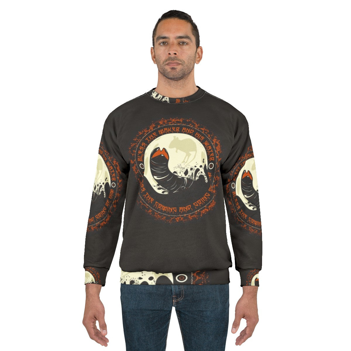 Dune Shai Hulud 2 Sweatshirt featuring the iconic sandworm of Arrakis - men