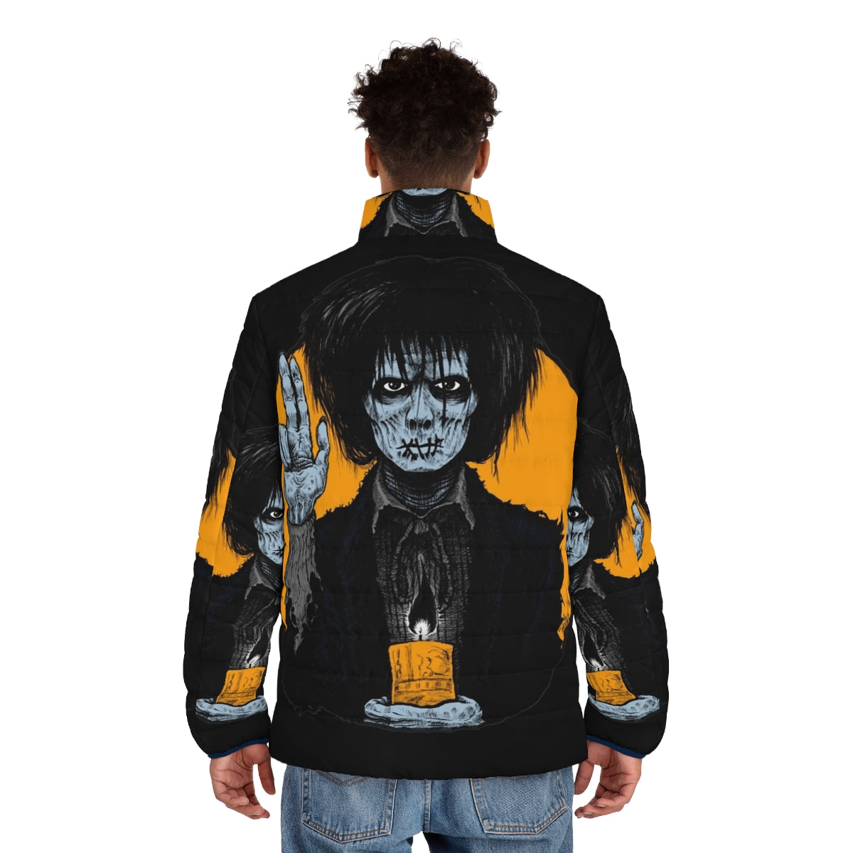 Billy Butcherson Puffer Jacket, Halloween Saints Themed Puffer Jacket - men back