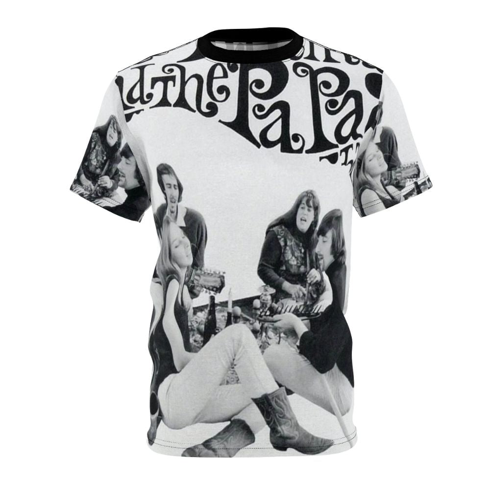 Retro-style graphic t-shirt featuring the iconic logo and name of the 1960s musical group The Mamas and The Papas