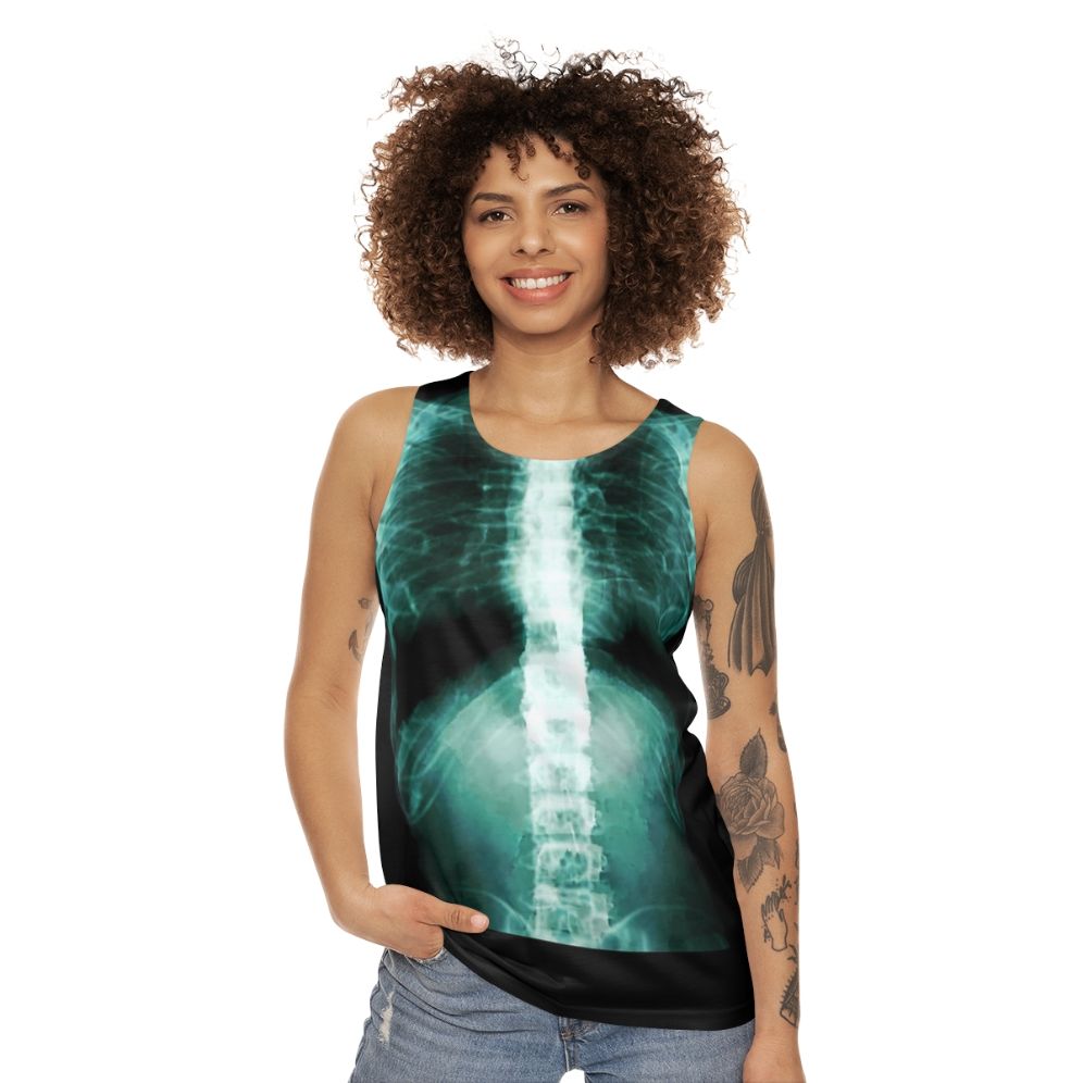 Unisex x-ray anatomy tank top with skeletal system design - women