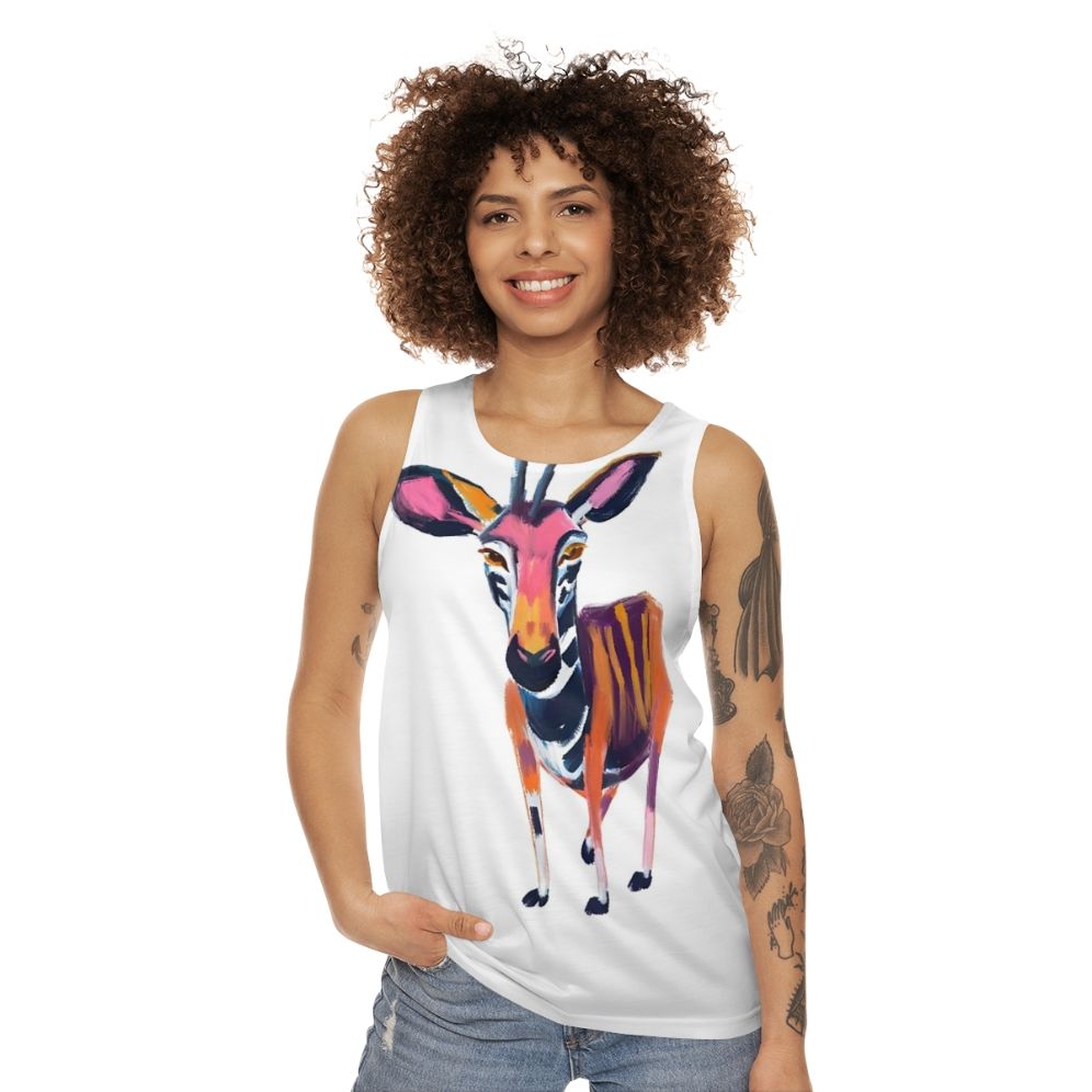 Okapi unisex tank top with text "Okapi Animals Are About To Go Extinct" - women