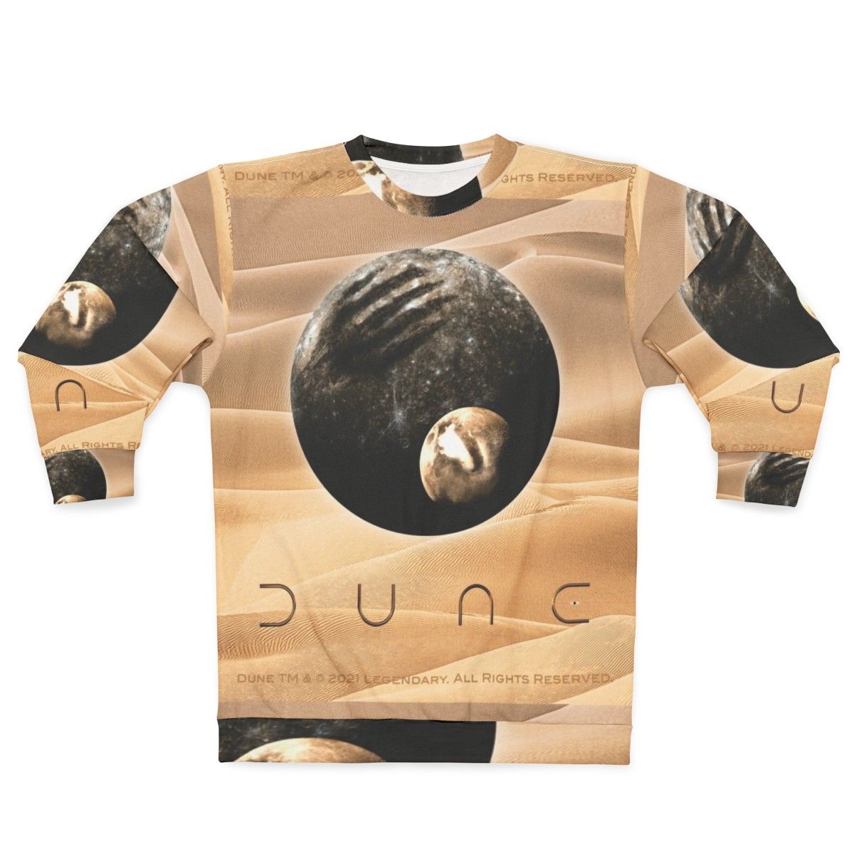 Dune-inspired cinematic sweatshirt featuring planet and moon designs